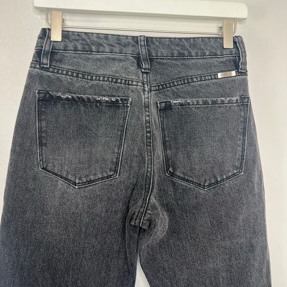 KanCan Women's 1/24 Black Denim High Rise Patchwork Distressed Boyfriend Jeans - Picture 8 of 12